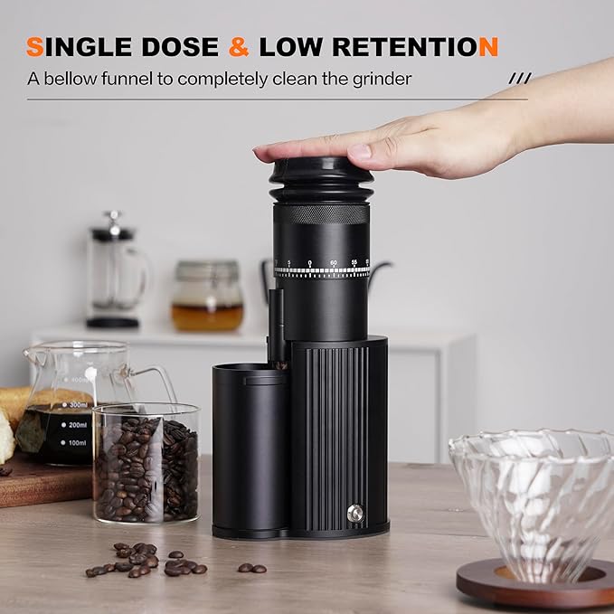 Burr Coffee Bean Grinder, Small Electric Coffee Grinder, Stainless Steel Conical Burr for Espresso, Drip, French Press, Black, Q4 BK