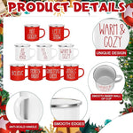 Load image into Gallery viewer, Sieral 9 Pcs Christmas Enamel Coffee Mugs 12 oz Winter Holiday Mugs with Quotes Seasonal White and Red Christmas Party Favor Cups Funny Novelty Xmas Coffee Cups for Women Men Coworkers Office
