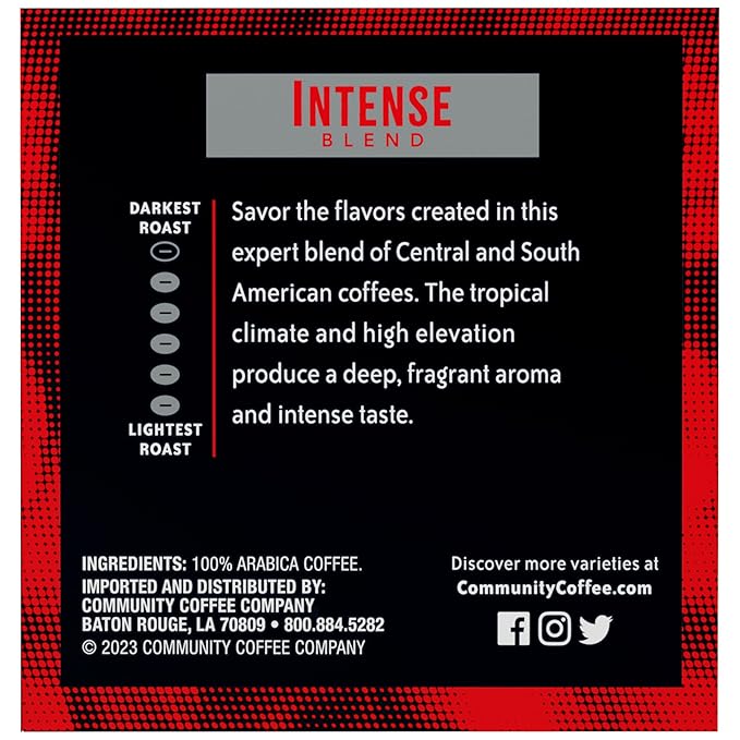Community Coffee Dark & Bold Intense Blend 72 Count Coffee Pods, Dark Roast Compatible with Keurig 2.0 K-Cup Brewers, 12 Count (Pack of 6)