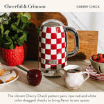 Load image into Gallery viewer, MACKENZIE-CHILDS Electric Kettle, Stainless-Steel Tea Kettle, Red-and-White Cherry Check