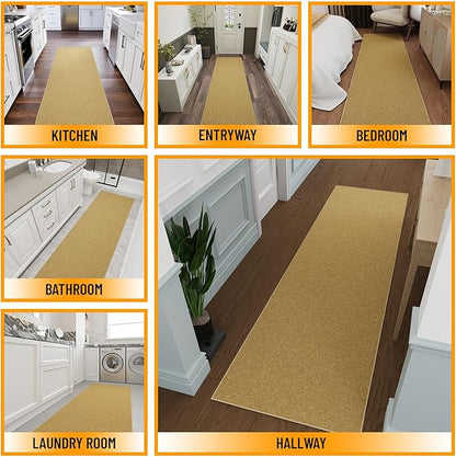 Ottomanson Hallway Runner Rug 2'7" x 9'10" Non Slip Solid Area Rugs Easy to Clean Laundry Rug Runner Durable & Pet Friendly Floor Carpet Runners for Hallways Entryway Living Room Kitchen, Beige