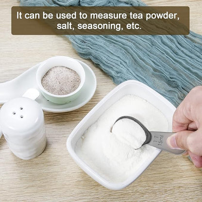 Stainless steel coffee scoop 2-piece set (1 tbsp, 2 tbsp) durable Tablespoon, ergonomic measuring spoon, Suitable for small and large jars，short-handled spoon (Black)