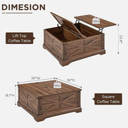 JXQTLINGMU Farmhouse Lift Top Coffee Table with Storage, 36