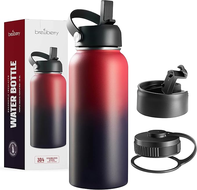 Stainless Steel Insulated Water Bottle and Travel Mug for Hot and Cold Beverages, Wide Mouth, Double Wall Insulated Hydration Sports Water Bottle for Hiking, Biking, Outdoor, 40 OZ BPA Free