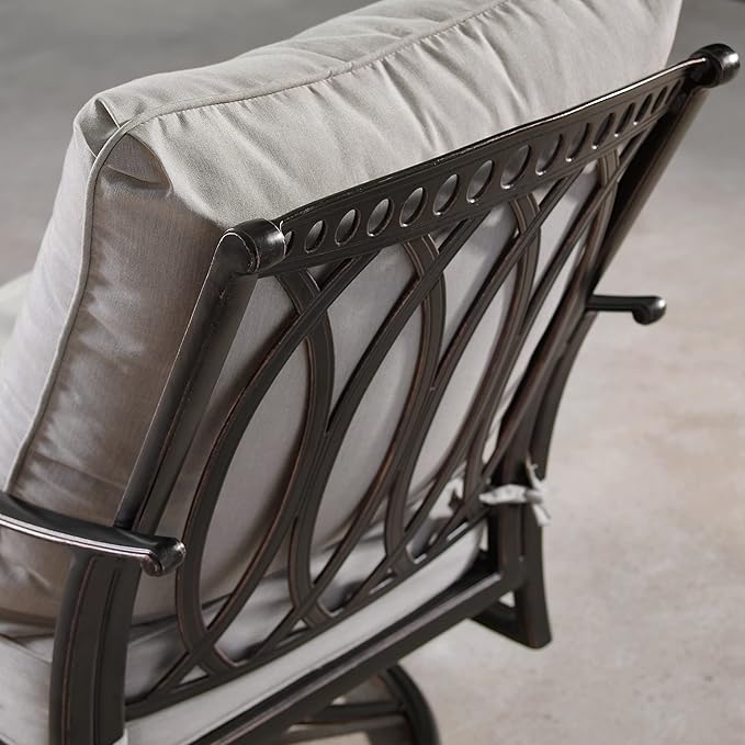 Oakland Living Aluminum Outdoor Swivel Club Finish with Thick Grey Polyester Cushions (Set of 2) Deep Seating Rocking Chairs, Antique Copper (AZRICA-2CHAIR-AC)