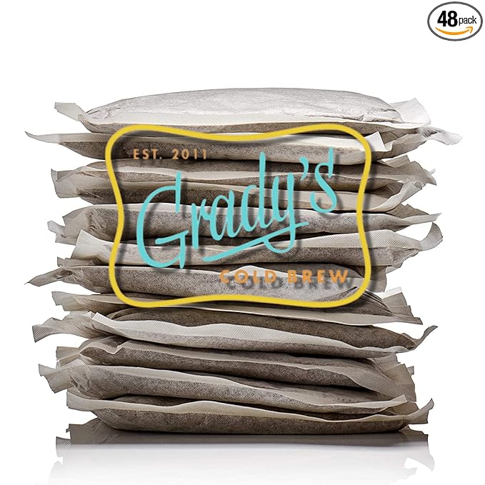 GRADY’S COLD BREW, New Orleans Style, 100% Arabica Ground Coffee & Chicory Pouches, 12 Bundles of 4 Easy-to-Brew Bean Bags, Makes 144 drinks