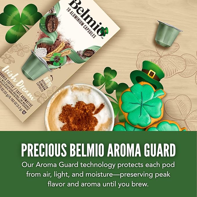 Belmio Irish Dream Espresso Coffee Pods – Medium Roast – Velvety & Smooth - Nespresso Original Line Compatible – 10 Count (Pack of 10)