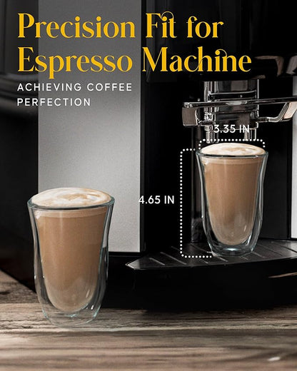 Kitchables Double Walled Glass Coffee Mugs Set of 4, 7.5oz - Insulated Clear Coffee Mug for Cappuccino, Latte, Tea, Espresso - Latte cup - Tazas Para Cafe