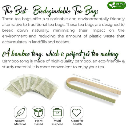 FreshDrinkUS, Premium 135 Papaya Leaf Tea Bags, 100% Natural & Pure from Papaya Leaves. Loose Leaf Papaya Herbal Tea. Made with Natural Material Tea Bags. No Sugar, No Caffeine, No Gluten, Vegan.