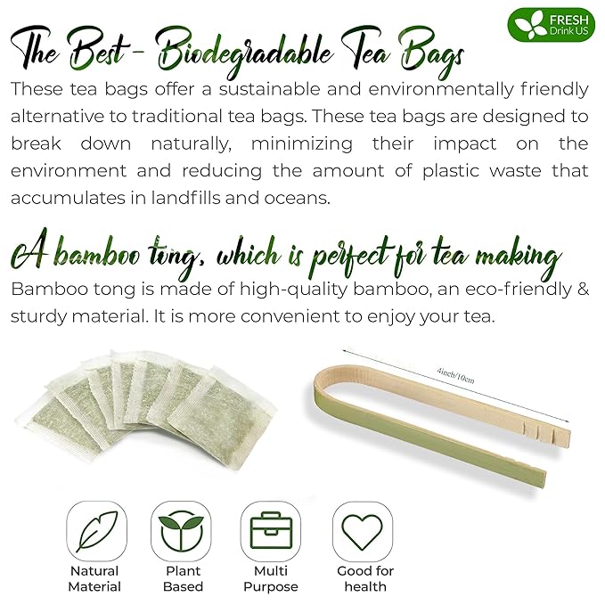 FreshDrinkUS, Premium 25 Papaya Leaf Tea Bags, 100% Natural & Pure from Papaya Leaves. Loose Leaf Herbal Tea. Made with Natural Material Tea Bags. No Sugar, No Caffeine, No Gluten, Vegan.