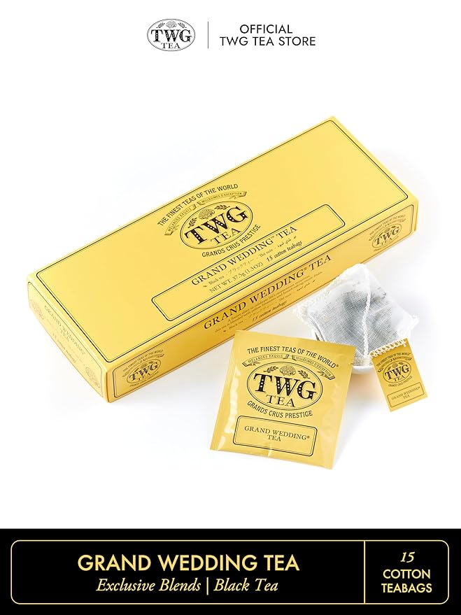 TWG Tea | Grand Wedding Tea | Black Tea | Sunflowers and Exotic Fruits | 15 Hand Sewn Cotton Tea Bags | Gift Set