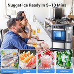 Load image into Gallery viewer, Nugget Ice Maker Countertop, 44 Lbs/24H Chewable Crunchable Ice Maker with 0.8 Gallon Side Water Tank, Ready in 5-10 Mins, Self-Cleaning Pellet Ice Machine Home, Kitchen, RV, Office