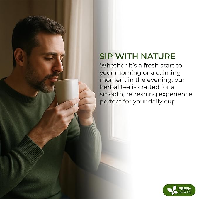 FreshDrinkUS, Premium 75 Tea Bags Men Super Detox Tea – Herbal Blend with Senna, Dandelion Root, Ginger, Peppermint & More – 100% Natural, Sugar-Free. Caffeine-Free. Gluten-Free. Vegan