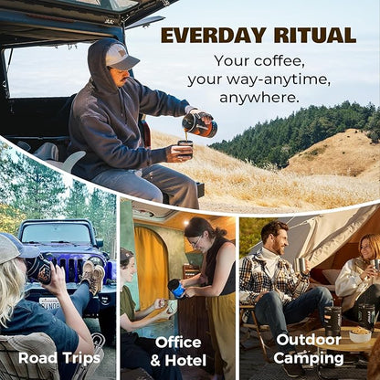 Electric French Press Coffee Maker, 120V Boil Water & Press Coffee 2-in-1, Portable Design for Camping, Travel, 6 Minute Brew Ready