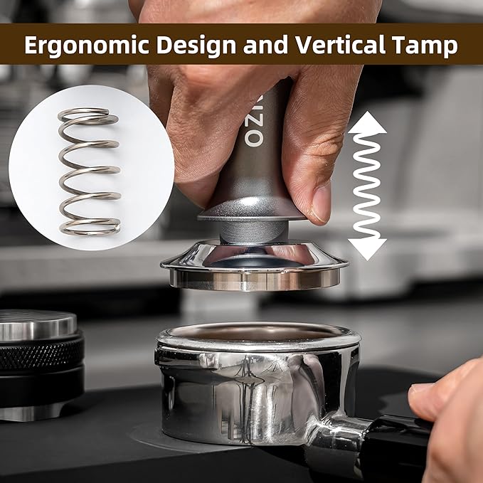 53mm Coffee Espresso Tamper，Premium Barista Coffee Press with Calibrated Spring Loaded WDT Tool，100% Stainless Steel Flat Base Tamper for Espresso Coffee Machine Fits