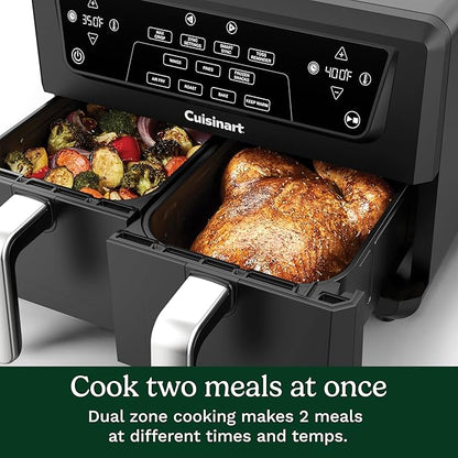Cuisinart Dual Basket Air Fryer, Two Baskets Totals 11 QT, 4 Function Air Fryer to Air Fry, Roast, Bake & Keep Warm, Features Sync Finish & Settings, Toss Reminder, Automatic Warm Mode & Auto-Pause