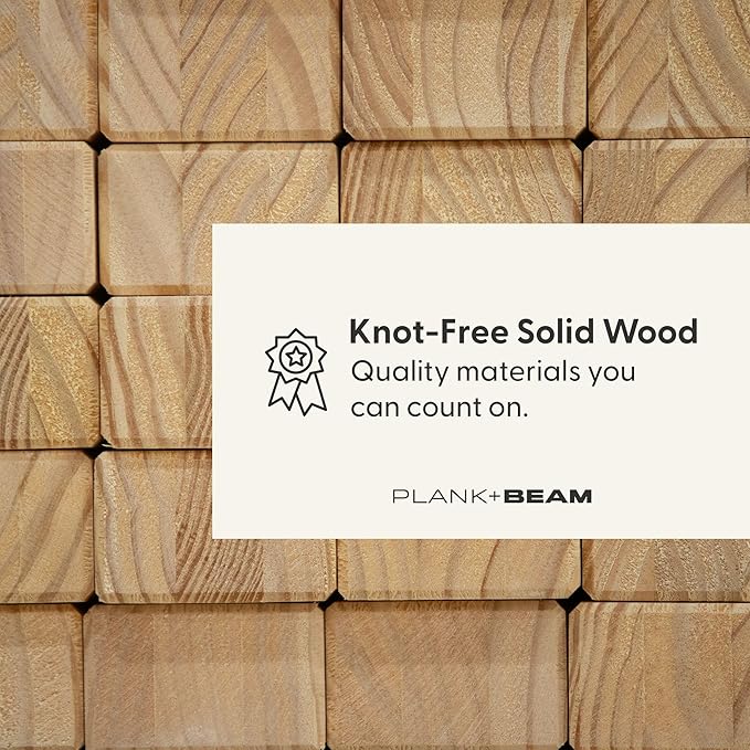 Plank+Beam Beryl Bar Height Stool - Mid-Century Modern Rubberwood Bar Stool with Faux Leather Seat, Metal Footrest, Easy Assembly, 4-Pack, Blonde/Sesame