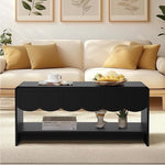 Load image into Gallery viewer, Lift Top Coffee Table with Hidden Compartment, 2 Tier Wooden Center Table with Wave Panel, Modern Lift Tabletop for Home Living Room Office, Black