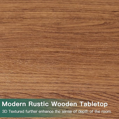 Wood Rectangle Coffee Table with Storage, Mid Century Modern Coffee Table, Living Room Center Table for Home, Apartment, Office, Walnut/Black