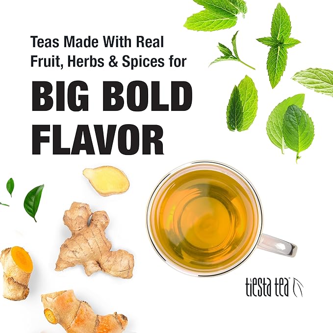 Tiesta Tea - Ginger Citrus Herbal Loose Leaf Tea, Lemon Ginger with Mint & Chamomile Blend, Caffeine-Free, Brew Hot or Iced, Makes Up to 200 Cups, Resealable Bulk Pouch, 12 Ounce