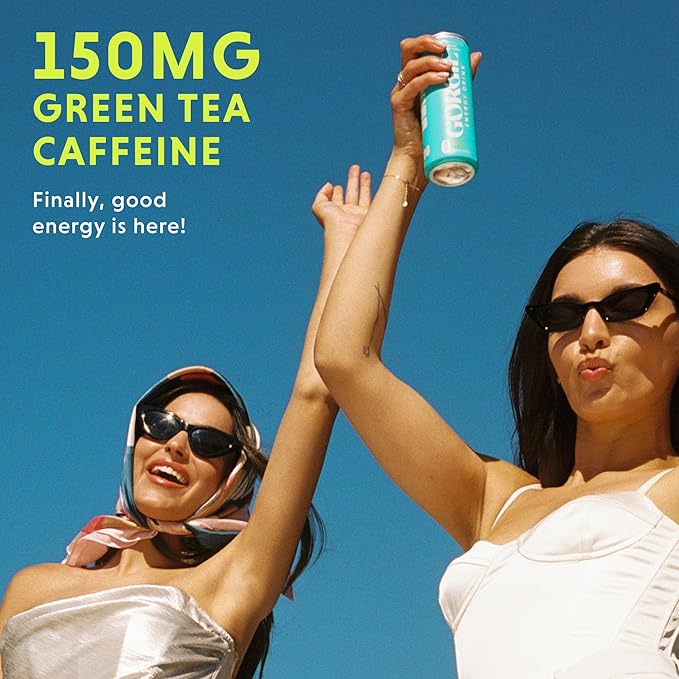 GORGIE Sugar Free Natural Energy Drinks, Sparkling Paradise Punch (12 Pack) - Healthy Energy Drinks - Natural Coffee Replacement with Green Tea Caffeine and Biotin - 150mg Caffeine, Vegan, Low Calorie