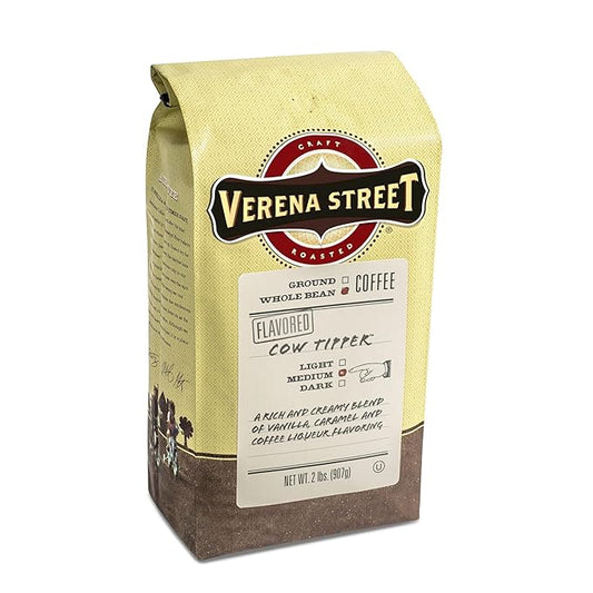 Verena Street 2 Pound Flavored Whole Bean Coffee, Cow Tipper, Medium Roast, Rainforest Alliance Certified Arabica Coffee