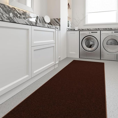 Ottomanson Hallway Runner Rug 2'7" x 9'10" Non Slip Solid Area Rugs Easy to Clean Laundry Rug Runner Durable & Pet Friendly Floor Carpet Runners for Hallways Entryway Living Room Kitchen, Brown