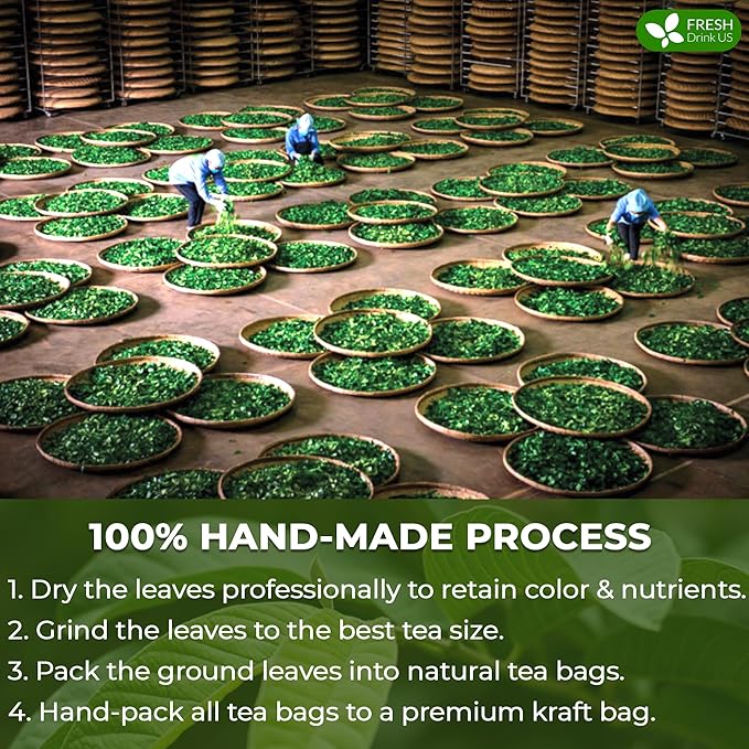 FreshDrinkUS, Premium 135 Guava Leaf Tea Bags, Handmade, From Great Origin, 100% Natural and Pure. Guava Tea, Loose Leaf Herbal Tea. No Sugar/Caffeine/Gluten, Vegan.