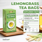 Load image into Gallery viewer, LeafLea Lemongrass Tea Bags, 40 Count, 100% Natural Lemongrass Leaves, Te Limon Grass, Te de Limoncillo Herbal Tea with Smooth Light Aroma, Sugar-Free, Caffeine-Free, Non-GMO, Vegan Friendly