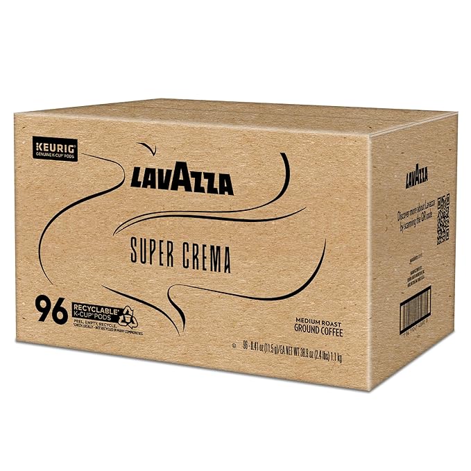 Lavazza Super Crema, Single Serve Keurig® K-Cup® Pods, Medium Espresso Roast Coffee, 96-Count Box