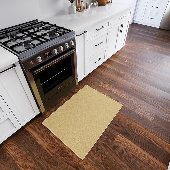 Ottomanson Rugs for Entryway 2'3" x 3' Non Slip Solid Small Area Rugs Durable Front Door Mat Rug Stain Resistant Entrance Rugs for Bathroom Kitchen Bedroom & Living Room, Beige