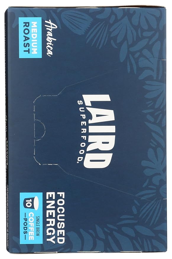 Laird Superfood K-Cups with Functional Mushrooms - Focused Energy, 10ct - Plant-Based Blend of Lions Mane Mushrooms, Rhodiola Extract, and Coffee Cherry - Delicious and Convenient