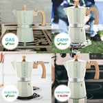 Load image into Gallery viewer, GROSCHE Milano Moka pot, Stovetop Espresso maker, Greca Coffee Maker, Stovetop coffee maker and espresso maker percolator (Mint, 6 cup)
