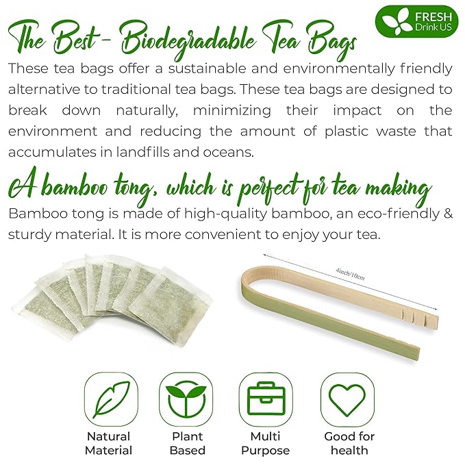 FreshDrinkUS, Premium 60 Mango Leaf Tea Bags, 100% Natural & Pure from Mango Leaves. Loose Leaf Herbal Tea. No Sugar, No Caffeine, No Gluten, Vegan.