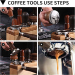 Load image into Gallery viewer, 53mm Coffee Distributor, Espresso Distribution Tool, Adjustable Depth Espresso Tamper Leveler with Walnut Wood Handle Fits for 54mm Breville Barista Portafilter