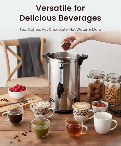 Commercial Coffee Maker 40-Cup Large Coffee Urn with Percolator Coffee Pot Electric 6L Stainless Steel Fast Brew Hot Water Dispenser for Tea Catering Events Home Office Easy Cleaning