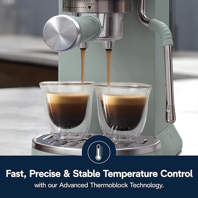 De'Longhi Dedica Duo Compact Espresso Machine - Cold Brew Coffee Maker with Milk Frother Wand- for Espresso, Hot & Iced Coffee, Cappuccinos, Lattes & Home Barista Brewing, Pistachio Green
