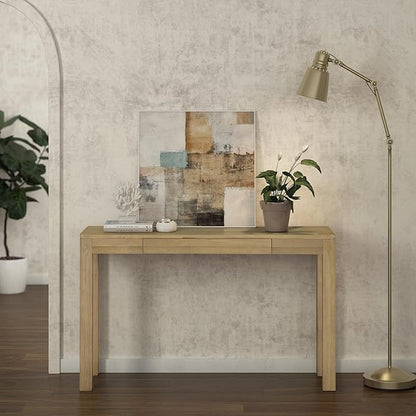NTC Flow Modern Wooden Rectangle Console Table with Hidden Drawer – Waterproof & Heat Resistant, Sand