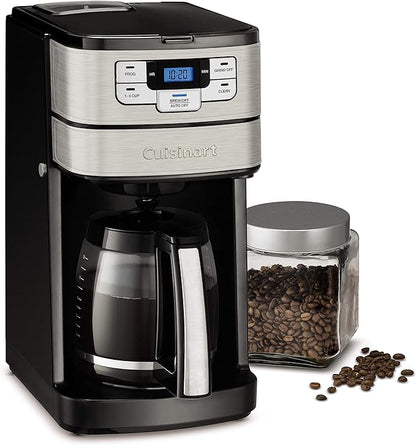 Cuisinart Automatic Grind and Brew 12-Cup Coffeemaker with 1-4 Cup Setting and Auto-Shutoff, Black/Stainless Steel, DGB-400NAS
