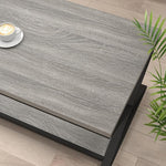 Load image into Gallery viewer, HSH Rustic Grey Coffee Table, Modern Minimalist Living Room Table with Storage Shelf, Industrial Simple Metal Wooden Center Table, 2 Tier Rectangle Cocktail Tea for Home Office Bedroom, 39 Inch