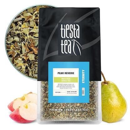 Tiesta Tea - Pear Reverie Tea, Loose Leaf, White Pear Herbal Tea, Premium Low Caffeine Tea Blend, Make Hot or Iced & Up to 200 Cups, 16 oz Resealable Bulk Pouch