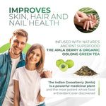 Load image into Gallery viewer, Amla Powder &amp; Decaf Green Tea Superfood Supplement, 20x Ultra Concentrated Amla, Antioxidant Support, Made with Oolong Tea and Indian Gooseberries, Organic, Vegan, Decaf, 30 Servings