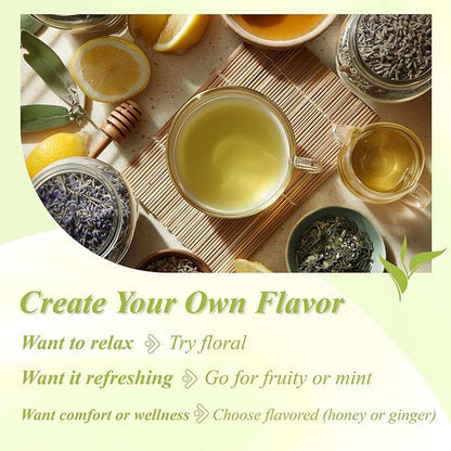 WT WEETEE Sencha Green Tea Bags 100 Count, Unique Roasted Rice Aroma, Non-Bitter & Refreshing Steamed Green Tea, Natural Caffeine & Antioxidant, Good for Hot Iced Cold