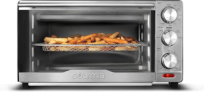 Gourmia GTF7350 6-in-1 Multi-function, Stainless Steel Air Fryer Oven - 6 Cooking Functions - Fry Basket, Oven Rack, Baking Pan & Crumb Tray, Included + Recipe Book