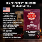 Load image into Gallery viewer, Fire Department Coffee - Black Cherry Bourbon Coffee - Gives Back to Firefighters - Premium Bourbon Infused Whole Bean - Non-Alcoholic - Roasted in the USA - Veteran Owned - 12 oz
