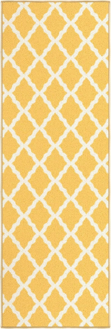 Ottomanson Hallway Runner Rug 20" x 59" Non Slip Trellis Area Rugs Easy to Clean Laundry Rug Runner Durable & Pet Friendly Floor Carpet Runners for Hallways Entryway Living Room Kitchen, Yellow