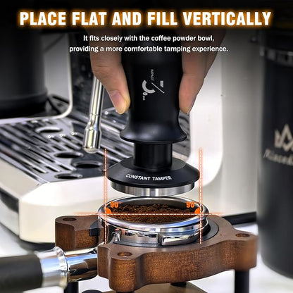 Espresso Tamper 53mm Calibrated Spring Loaded Coffee Tamper with Constant Pressure, Triple Spring Impact Sound Feedback for Barista Home Use (Black, 53mm)