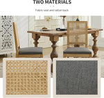 Load image into Gallery viewer, Vintage French Country Dining Chairs Set of 2, Rattan Dining Chairs with a Square Back, Grey Upholstered Dining Chair, Sillas para Comedor, Kitchen &amp; Dining Room Chair (Gray, Rattan, 2Pcs)