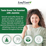 Load image into Gallery viewer, LeafLea 40 Jasmine Green Tea Bags, Premium Green Tea Scented with Jasmine Flowers for Gentle Support &amp; Light Alertness, Floral Smoothness, Caffeinated, Sugar-Free, Non-GMO, Vegan, Individually Wrapped