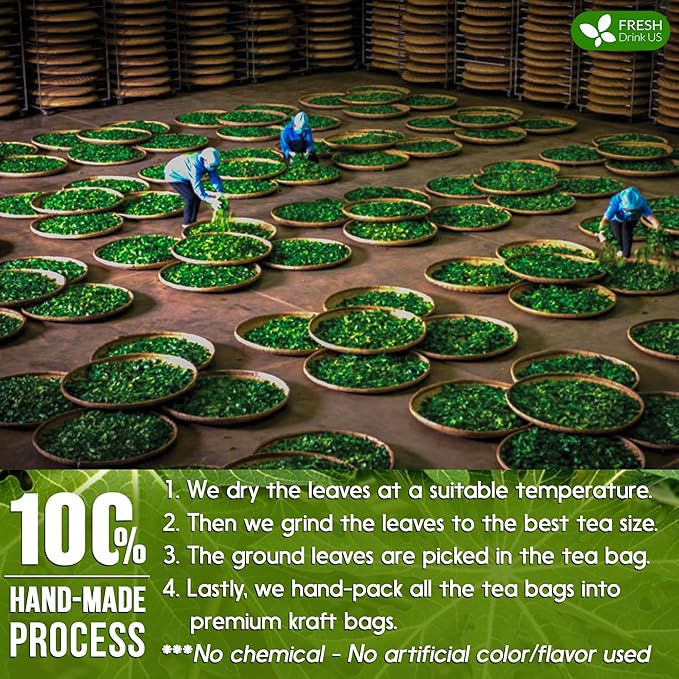 FreshDrinkUS, Premium 25 Papaya Leaf Tea Bags, 100% Natural & Pure from Papaya Leaves. Loose Leaf Herbal Tea. Made with Natural Material Tea Bags. No Sugar, No Caffeine, No Gluten, Vegan.